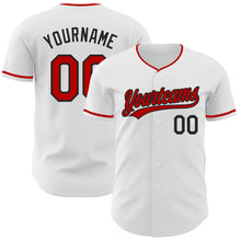 Load image into Gallery viewer, Custom White Red-Black Authentic Baseball Jersey