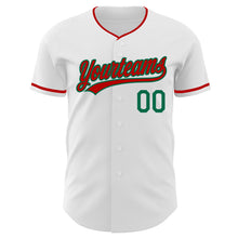 Load image into Gallery viewer, Custom White Red-Kelly Green Authentic Baseball Jersey