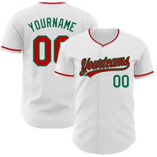 Load image into Gallery viewer, Custom White Red-Kelly Green Authentic Baseball Jersey