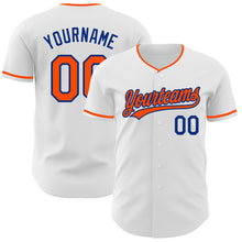 Load image into Gallery viewer, Custom White Orange-Royal Authentic Baseball Jersey