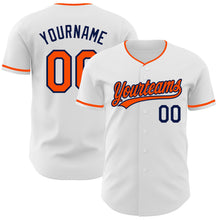 Laden Sie das Bild in den Galerie-Viewer, Custom White Orange-Navy Authentic Baseball Jersey