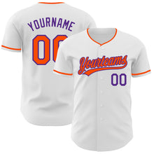 Charger l'image dans la galerie, Custom White Orange-Purple Authentic Baseball Jersey