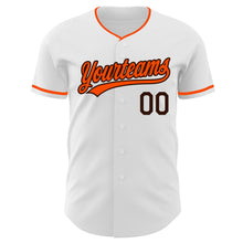 Load image into Gallery viewer, Custom White Orange-Brown Authentic Baseball Jersey