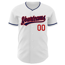 Charger l'image dans la galerie, Custom White Navy-Red Authentic Baseball Jersey
