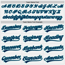 Load image into Gallery viewer, Custom White Navy-Teal Authentic Baseball Jersey