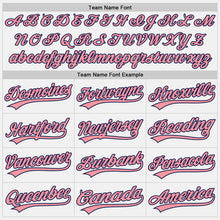 Load image into Gallery viewer, Custom White Medium Pink-Navy Authentic Baseball Jersey