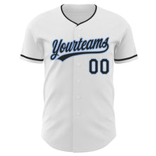 Laden Sie das Bild in den Galerie-Viewer, Custom White Black-Light Blue Authentic Baseball Jersey