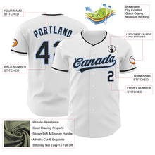 Laden Sie das Bild in den Galerie-Viewer, Custom White Black-Light Blue Authentic Baseball Jersey