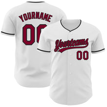 Charger l'image dans la galerie, Custom White Maroon-Black Authentic Baseball Jersey