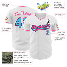 Laden Sie das Bild in den Galerie-Viewer, Custom White Sky Blue Black-Pink Authentic Baseball Jersey