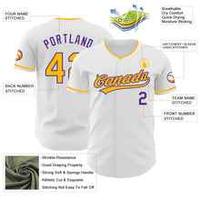 Charger l'image dans la galerie, Custom White Gold-Purple Authentic Baseball Jersey