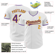 Load image into Gallery viewer, Custom White Purple-Gold Authentic Baseball Jersey