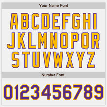 Load image into Gallery viewer, Custom White Purple-Gold Authentic Baseball Jersey