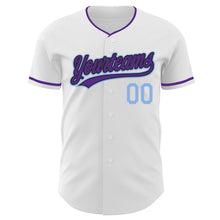 Charger l'image dans la galerie, Custom White Purple Black-Light Blue Authentic Baseball Jersey