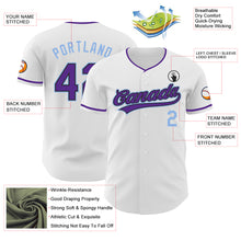 Charger l'image dans la galerie, Custom White Purple Black-Light Blue Authentic Baseball Jersey