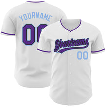 Charger l'image dans la galerie, Custom White Purple Black-Light Blue Authentic Baseball Jersey