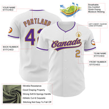 Load image into Gallery viewer, Custom White Purple-Old Gold Authentic Baseball Jersey
