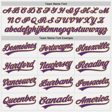 Load image into Gallery viewer, Custom White Purple-Old Gold Authentic Baseball Jersey