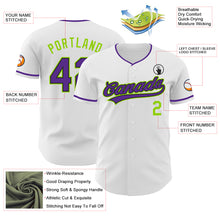 Charger l'image dans la galerie, Custom White Purple Black-Neon Green Authentic Baseball Jersey