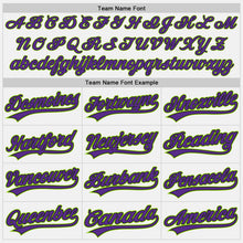 Charger l'image dans la galerie, Custom White Purple Black-Neon Green Authentic Baseball Jersey