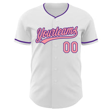 Charger l'image dans la galerie, Custom White Medium Pink-Purple Authentic Baseball Jersey