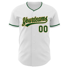 Laden Sie das Bild in den Galerie-Viewer, Custom White Green-Old Gold Authentic Baseball Jersey