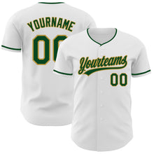 Laden Sie das Bild in den Galerie-Viewer, Custom White Green-Old Gold Authentic Baseball Jersey