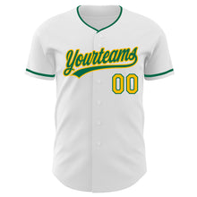Load image into Gallery viewer, Custom White Kelly Green-Gold Authentic Baseball Jersey