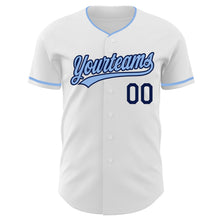 Загрузить изображение в средство просмотра галереи, Custom White Light Blue-Navy Authentic Baseball Jersey