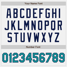 Load image into Gallery viewer, Custom White Teal-Navy Authentic Baseball Jersey