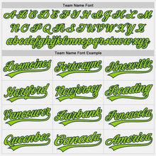 Load image into Gallery viewer, Custom White Neon Green-Navy Authentic Baseball Jersey
