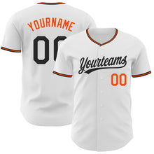 Load image into Gallery viewer, Custom White Black-Orange Authentic Baseball Jersey