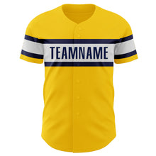 Laden Sie das Bild in den Galerie-Viewer, Custom Yellow Navy-White Authentic Baseball Jersey