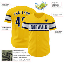 Laden Sie das Bild in den Galerie-Viewer, Custom Yellow Navy-White Authentic Baseball Jersey
