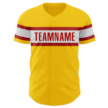 Load image into Gallery viewer, Custom Yellow Red-White Authentic Baseball Jersey