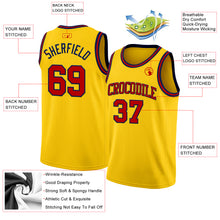 Laden Sie das Bild in den Galerie-Viewer, Custom Yellow Red-Navy Authentic Basketball Jersey