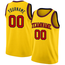 Laden Sie das Bild in den Galerie-Viewer, Custom Yellow Red-Navy Authentic Basketball Jersey