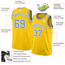 Laden Sie das Bild in den Galerie-Viewer, Custom Yellow Light Blue-White Authentic Basketball Jersey