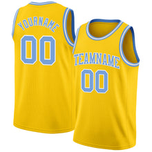 Laden Sie das Bild in den Galerie-Viewer, Custom Yellow Light Blue-White Authentic Basketball Jersey