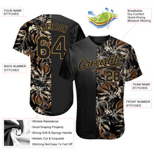 Загрузить изображение в средство просмотра галереи, Custom 3D Pattern Design Golden Tropical Leaves In The Style Of Jungle And Hawaii Authentic Baseball Jersey
