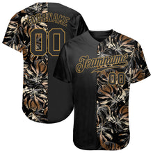 Загрузить изображение в средство просмотра галереи, Custom 3D Pattern Design Golden Tropical Leaves In The Style Of Jungle And Hawaii Authentic Baseball Jersey