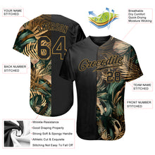 Загрузить изображение в средство просмотра галереи, Custom 3D Pattern Design Golden And Green Tropical Leaves In The Style Of Jungle And Hawaii Authentic Baseball Jersey