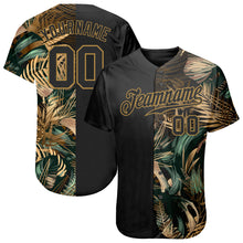 Загрузить изображение в средство просмотра галереи, Custom 3D Pattern Design Golden And Green Tropical Leaves In The Style Of Jungle And Hawaii Authentic Baseball Jersey