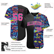 Load image into Gallery viewer, Custom 3D Pattern Design Abstract Geometric Pattern With Palm Trees Sharks Flamingo With The Words:Summer Hawaii Authentic Baseball Jersey