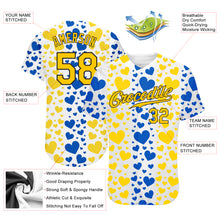Load image into Gallery viewer, Custom 3D Pattern Design Hearts Painted In The Colors Of The Ukrainian Flag Authentic Baseball Jersey