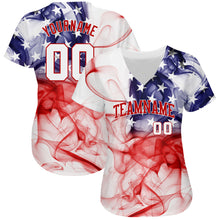 Laden Sie das Bild in den Galerie-Viewer, Custom White White-Red 3D American Flag Authentic Baseball Jersey