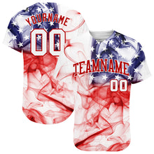 Laden Sie das Bild in den Galerie-Viewer, Custom White White-Red 3D American Flag Authentic Baseball Jersey