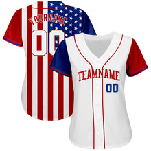 Laden Sie das Bild in den Galerie-Viewer, Custom White White-Red 3D American Flag Authentic Baseball Jersey