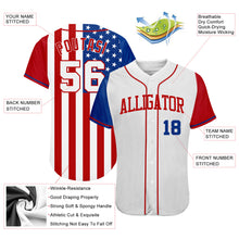 Laden Sie das Bild in den Galerie-Viewer, Custom White White-Red 3D American Flag Authentic Baseball Jersey