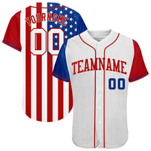 Laden Sie das Bild in den Galerie-Viewer, Custom White White-Red 3D American Flag Authentic Baseball Jersey